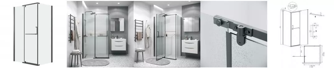 Душевой угол-ограждение «Grossman» Pragma 120.K33.03.1010.21.02 100/100 шиншилла/черный матовый без поддона левый Душевой угол-ограждение «Grossman» Pragma 120.K33.03.1010.21.02 100/100 шиншилла/черный матовый без поддона левый