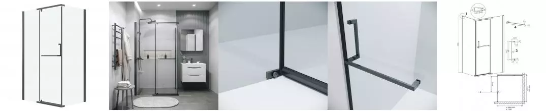 Душевой угол-ограждение «Grossman» Pragma 120.K33.03.1010.42.00 100/100 прозрачный/графит сатин без поддона универсальный