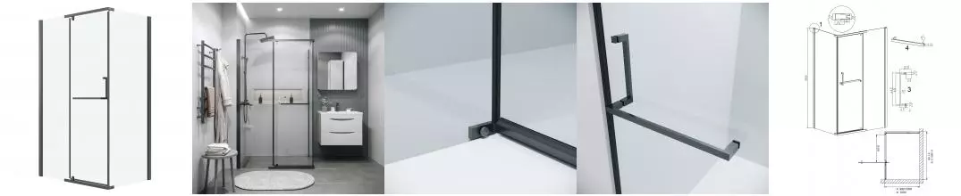 Душевой угол-ограждение «Grossman» Pragma 120.K33.03.1110.42.00 110/100 прозрачный/графит сатин без поддона универсальный Душевой угол-ограждение «Grossman» Pragma 120.K33.03.1110.42.00 110/100 прозрачный/графит сатин без поддона универсальный