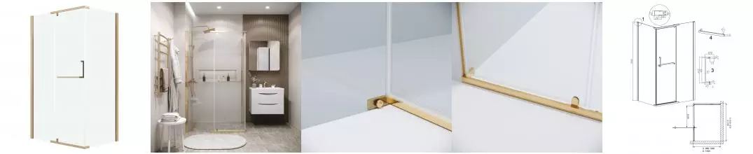 Душевой угол-ограждение «Grossman» Pragma 120.K33.03.1210.32.00 120/100 прозрачный/золото сатин без поддона универсальный