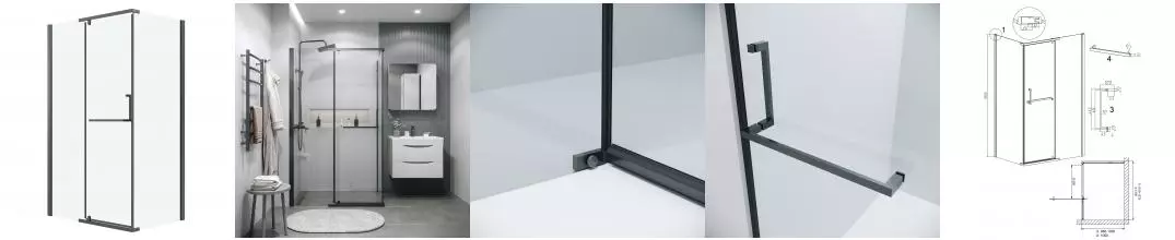 Душевой угол-ограждение «Grossman» Pragma 120.K33.03.1210.42.00 120/100 прозрачный/графит сатин без поддона универсальный