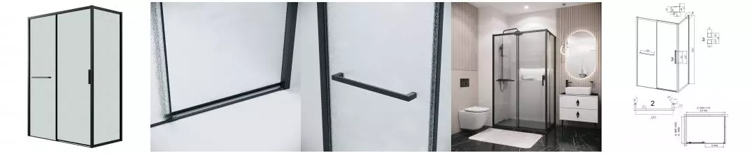 Душевой угол-ограждение «Grossman» Style 120.K33.05.1110.21.02 110/100 шиншилла/черный матовый без поддона левый