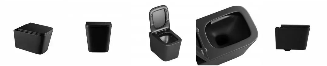 Подвесной унитаз безободковый «Grossman» GR-4441BMSQ черный матовый с сиденьем дюропласт с микролифтом чёрное