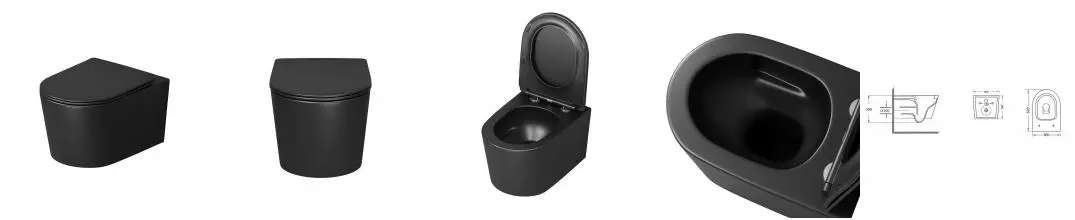 Подвесной унитаз безободковый «Grossman» GR-4499BMSQ чёрный матовый с сиденьем дюропласт с микролифтом чёрное Подвесной унитаз безободковый «Grossman» GR-4499BMSQ чёрный матовый с сиденьем дюропласт с микролифтом чёрное