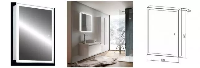 Зеркальный шкаф «Silver Mirrors» Киото Flip 60 с подсветкой универсальный Зеркальный шкаф «Silver Mirrors» Киото Flip 60 с подсветкой универсальный