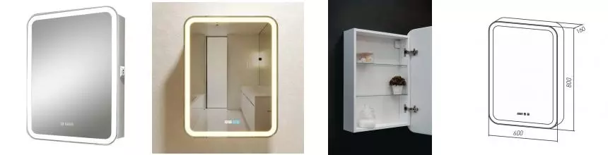 Зеркальный шкаф «Silver Mirrors» Фиджи 60 3.2 с сенсорным выключателем с часами с подсветкой белый правый