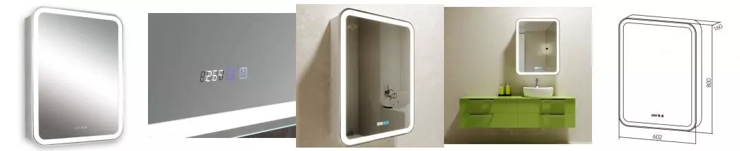 Зеркальный шкаф «Silver Mirrors» Фиджи 60 с сенсорным выключателем с часами с подсветкой белый правый