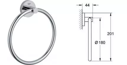 Полотенцедержатель «Grohe» Essentials 40365001 на стену хром