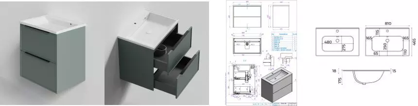 Тумба с раковиной «La Fenice» Simpla Twin 80 (Slim Line 80) подвесная Grigio Тумба с раковиной «La Fenice» Simpla Twin 80 (Slim Line 80) подвесная Grigio
