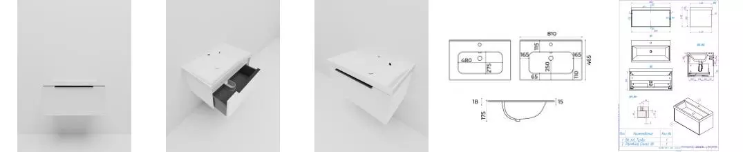 Тумба с раковиной «La Fenice» Simpla 80 (Slim Line 80) подвесная Bianco
