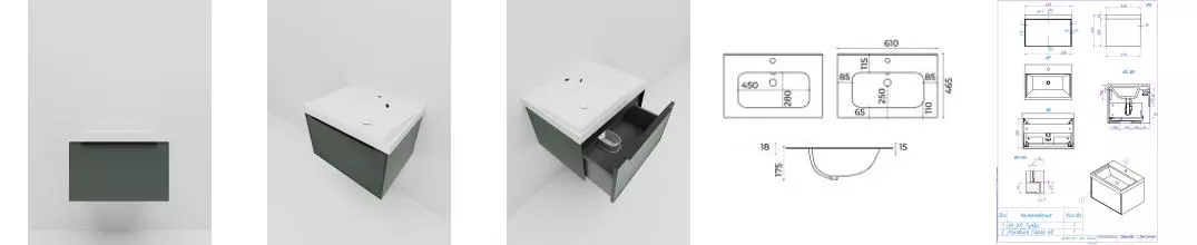 Тумба с раковиной «La Fenice» Simpla 60 (Slim Line 60) подвесная Grigio Тумба с раковиной «La Fenice» Simpla 60 (Slim Line 60) подвесная Grigio