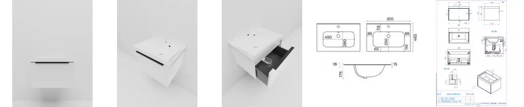 Тумба с раковиной «La Fenice» Simpla 60 (Slim Line 60) подвесная Bianco