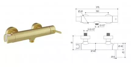 Смеситель для душа «Aqueduto» Cano CAN0750 шлифованное золото Смеситель для душа «Aqueduto» Cano CAN0750 шлифованное золото