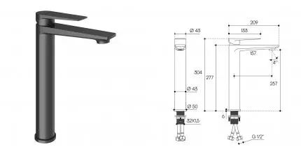 Смеситель для раковины «Aqueduto» Linha LIN0345 (L) оружейная сталь Смеситель для раковины «Aqueduto» Linha LIN0345 (L) оружейная сталь