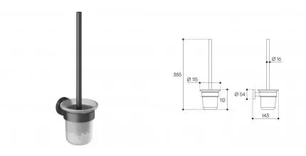 Ёршик для унитаза «Aqueduto» Ponto PON1045 на стену оружейная сталь