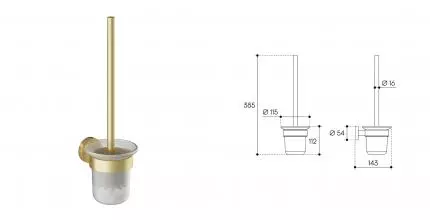 Ёршик для унитаза «Aqueduto» Ponto PON1050 на стену шлифованное золото