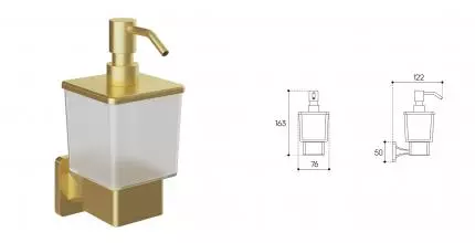 Дозатор для мыла «Aqueduto» Respingo RES0450 на стену шлифованное золото