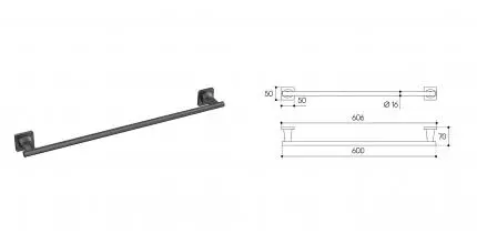 Полотенцедержатель «Aqueduto» Respingo RES0645 60см на стену оружейная сталь