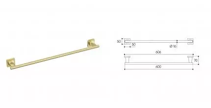 Полотенцедержатель «Aqueduto» Respingo RES0650 60 см на стену шлифованное золото