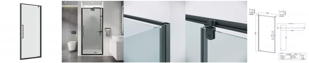 Душевая дверь «Niagara» Nova NG-35-10AGR 100/195 прозрачное/графит без поддона универсальная