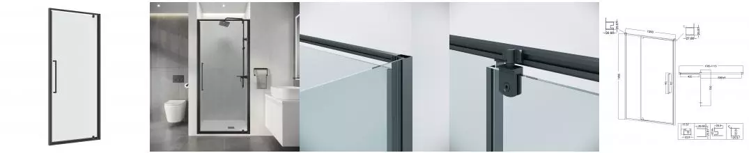 Душевая дверь «Niagara» Nova NG-35-12AGR 120/195 прозрачное/графит без поддона универсальная