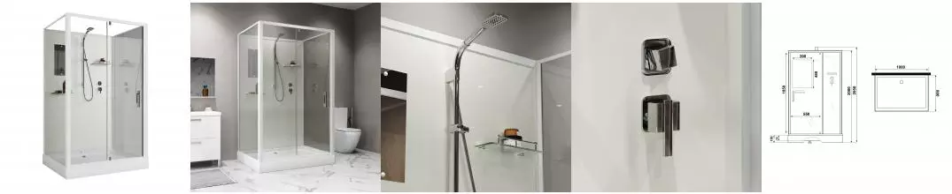 Душевая кабина «Niagara» Standart ST100/80/15Q/BK 100/80 низкий поддон прозрачный/белый без крыши