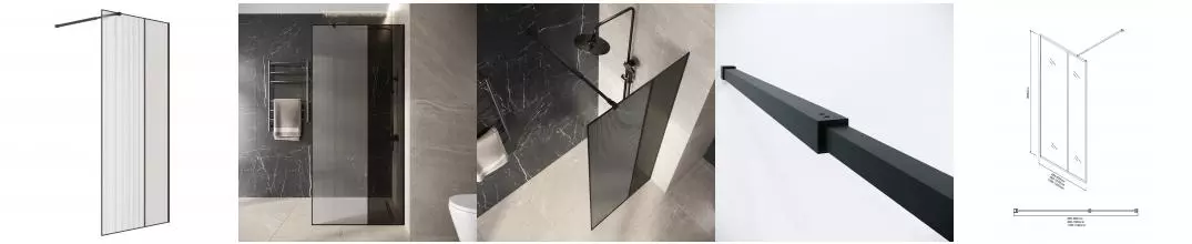 Душевая перегородка «Niagara» Nova NG-481-12FBLACK 120/200 тонированный/черный матовый без поддона универсальная Душевая перегородка «Niagara» Nova NG-481-12FBLACK 120/200 тонированный/черный матовый без поддона универсальная