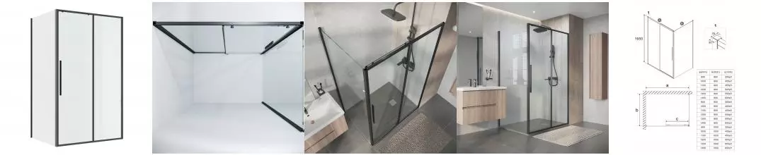 Душевой угол-ограждение «Niagara» Nova NG-34-11AGR-A90GR-34 110/90 прозрачное/графит без поддона универсальный