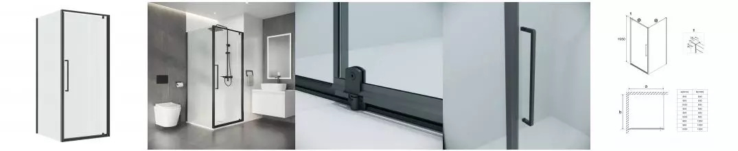 Душевой угол-ограждение «Niagara» Nova NG-35-10AGR-A90GR-34 100/90 прозрачный/графит без поддона универсальный