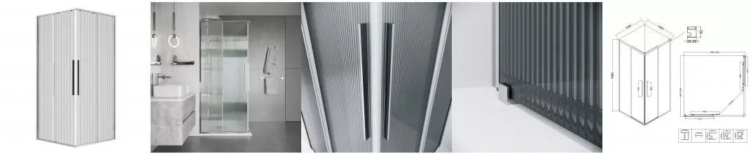 Душевой угол-ограждение «Niagara» Nova NG-4624-34 100/100 рифленый/хром без поддона Душевой угол-ограждение «Niagara» Nova NG-4624-34 100/100 рифленый/хром без поддона