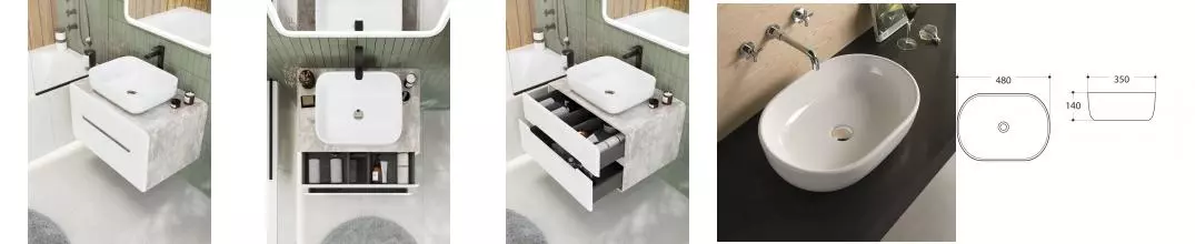 Тумба с раковиной «Art&Max» Genova 80 (AM-5006-X 48/35) подвесная Бетон хафит