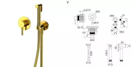 Смеситель с гигиеническим душем «Whitecross» Y SYSYBI1GL золото