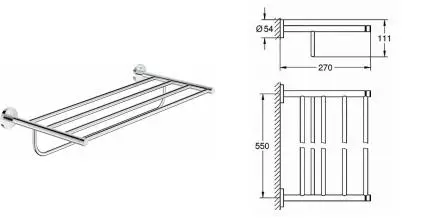 Полотенцедержатель с полкой «Grohe» Essentials 40800001 на стену хром