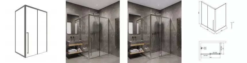 Душевой угол-ограждение «Timo» T51L+T60 150/90 прозрачный/никель прямоугольный без поддона левый