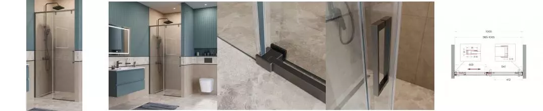 Душевая дверь «Belbagno» SOFT_CLOSE-1-BF-1-100-C-GM 100/200 прозрачная/оружейная сталь универсальная