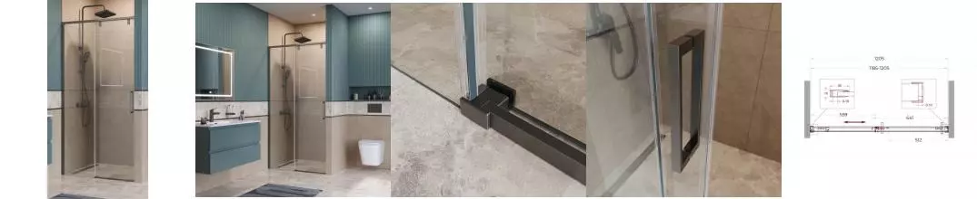 Душевая дверь «Belbagno» SOFT_CLOSE-1-BF-1-120-C-GM 120/200 прозрачная/оружейная сталь универсальная Душевая дверь «Belbagno» SOFT_CLOSE-1-BF-1-120-C-GM 120/200 прозрачная/оружейная сталь универсальная