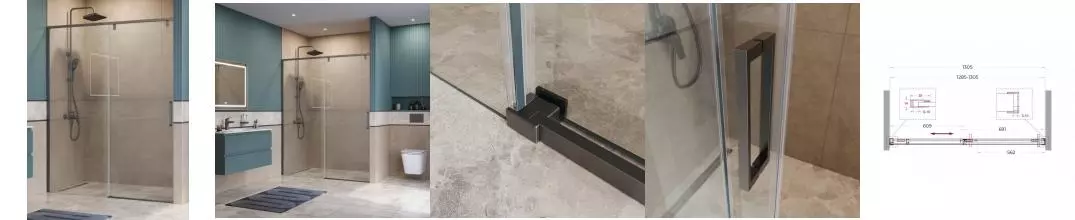 Душевая дверь «Belbagno» SOFT_CLOSE-1-BF-1-130-C-GM 130/200 прозрачная/оружейная сталь универсальная