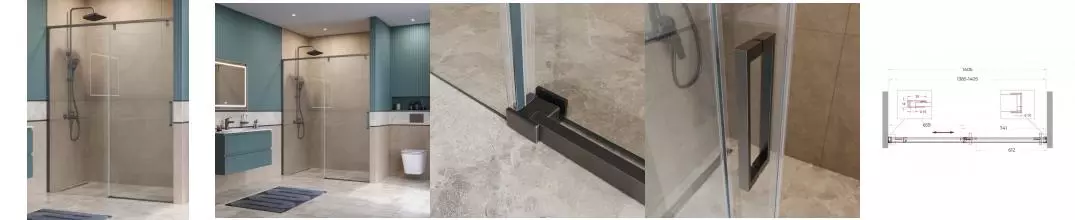 Душевая дверь «Belbagno» SOFT_CLOSE-1-BF-1-140-C-GM 140/200 прозрачная/оружейная сталь универсальная