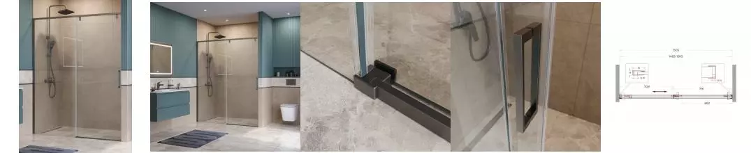 Душевая дверь «Belbagno» SOFT_CLOSE-1-BF-1-150-C-GM 150/200 прозрачная/оружейная сталь универсальная