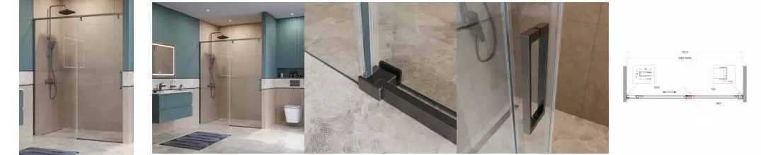 Душевая дверь «Belbagno» SOFT_CLOSE-1-BF-1-160-C-GM 160/200 прозрачная/оружейная сталь универсальная