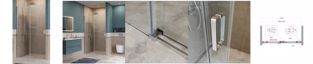 Душевая дверь «Belbagno» SOFT_CLOSE-2-BF-1-100-C-Cr 100/200 прозрачная/хром универсальная