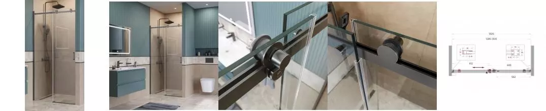 Душевая дверь «Belbagno» SOFT_CLOSE-2-BF-1-130-C-GM 130/200 прозрачная/оружейная сталь универсальная