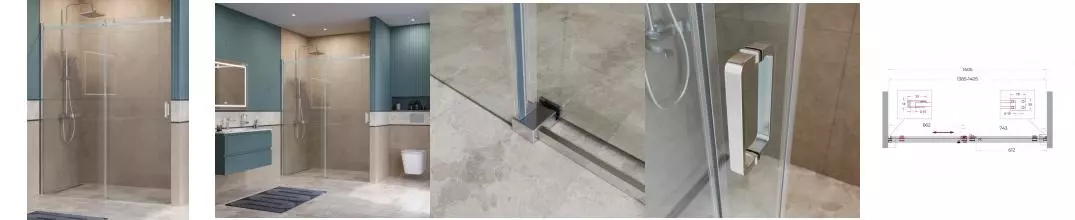 Душевая дверь «Belbagno» SOFT_CLOSE-2-BF-1-140-C-Cr 140/200 прозрачная/хром универсальная