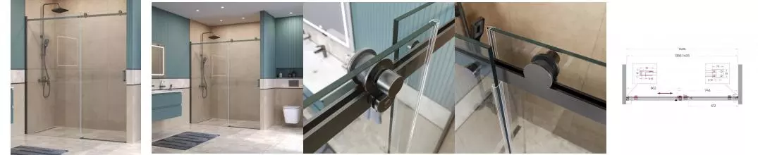 Душевая дверь «Belbagno» SOFT_CLOSE-2-BF-1-140-C-GM 140/200 прозрачная/оружейная сталь универсальная Душевая дверь «Belbagno» SOFT_CLOSE-2-BF-1-140-C-GM 140/200 прозрачная/оружейная сталь универсальная