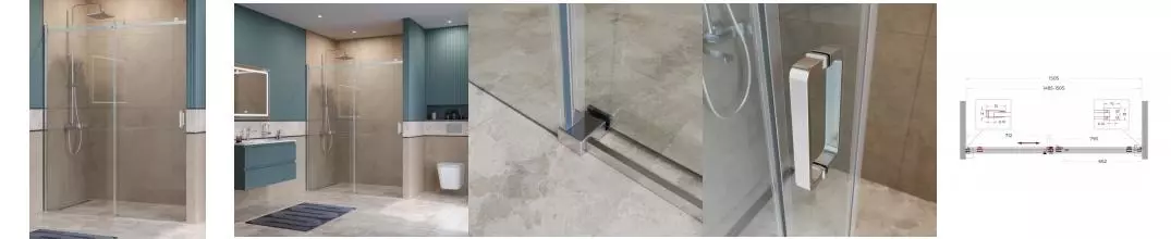 Душевая дверь «Belbagno» SOFT_CLOSE-2-BF-1-150-C-Cr 150/200 прозрачная/хром универсальная