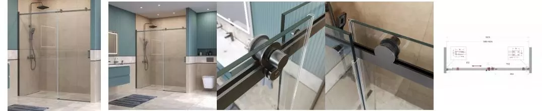 Душевая дверь «Belbagno» SOFT_CLOSE-2-BF-1-160-C-GM 160/200 прозрачная/оружейная сталь универсальная