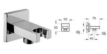 Подключение для душевого шланга «Vitra» A45233EXP с держателем для лейки хром