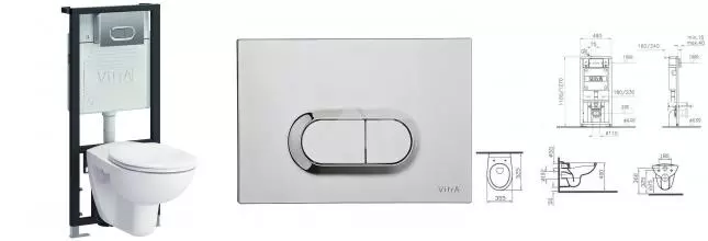 Комплект инсталляция с унитазом, крышкой и кнопкой смыва «Vitra» Normus 9773B003-7203 белый с кнопкой хром Комплект инсталляция с унитазом, крышкой и кнопкой смыва «Vitra» Normus 9773B003-7203 белый с кнопкой хром