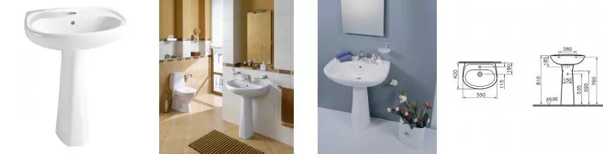 Раковина с пьедесталом «Vitra» Normus 55 9600B003-7650 фарфоровая белая Раковина с пьедесталом «Vitra» Normus 55 9600B003-7650 фарфоровая белая