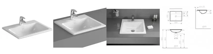 Раковина «Vitra» S20 55/45 5465B003-0001 фарфоровая белая Раковина «Vitra» S20 55/45 5465B003-0001 фарфоровая белая